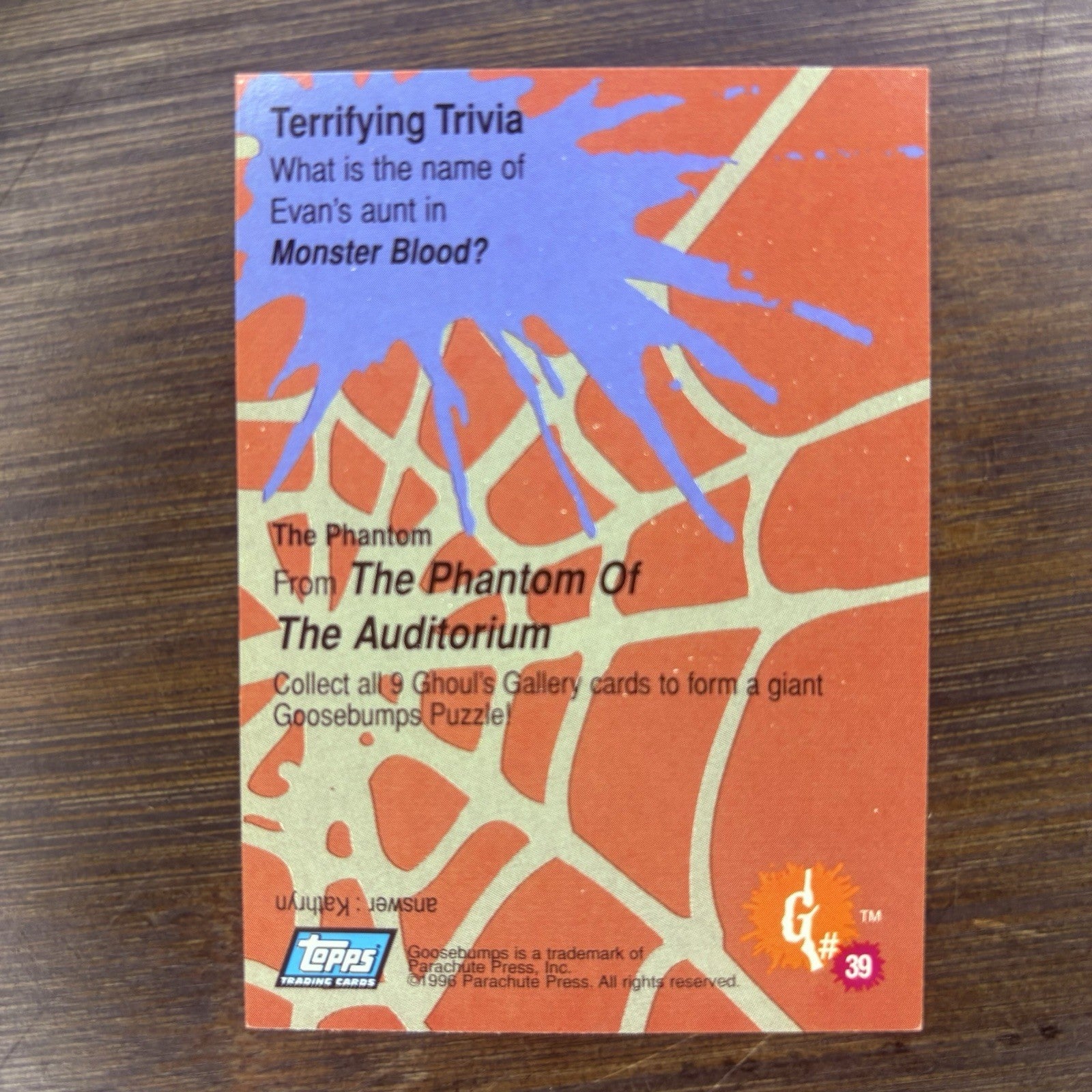 1996 Topps Goosebumps #39 The Phantom1