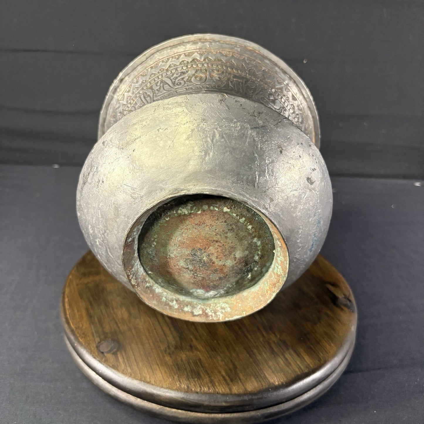 Copper Vessel Hand Hammered Islamic Calligraphy Tinned Qajar Era Late 1800s10