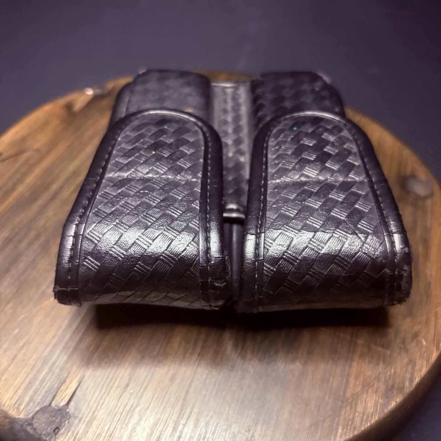 Bianchi Magazine Pouch (Double Stack 9mm) Leather Basket Weave Size 24