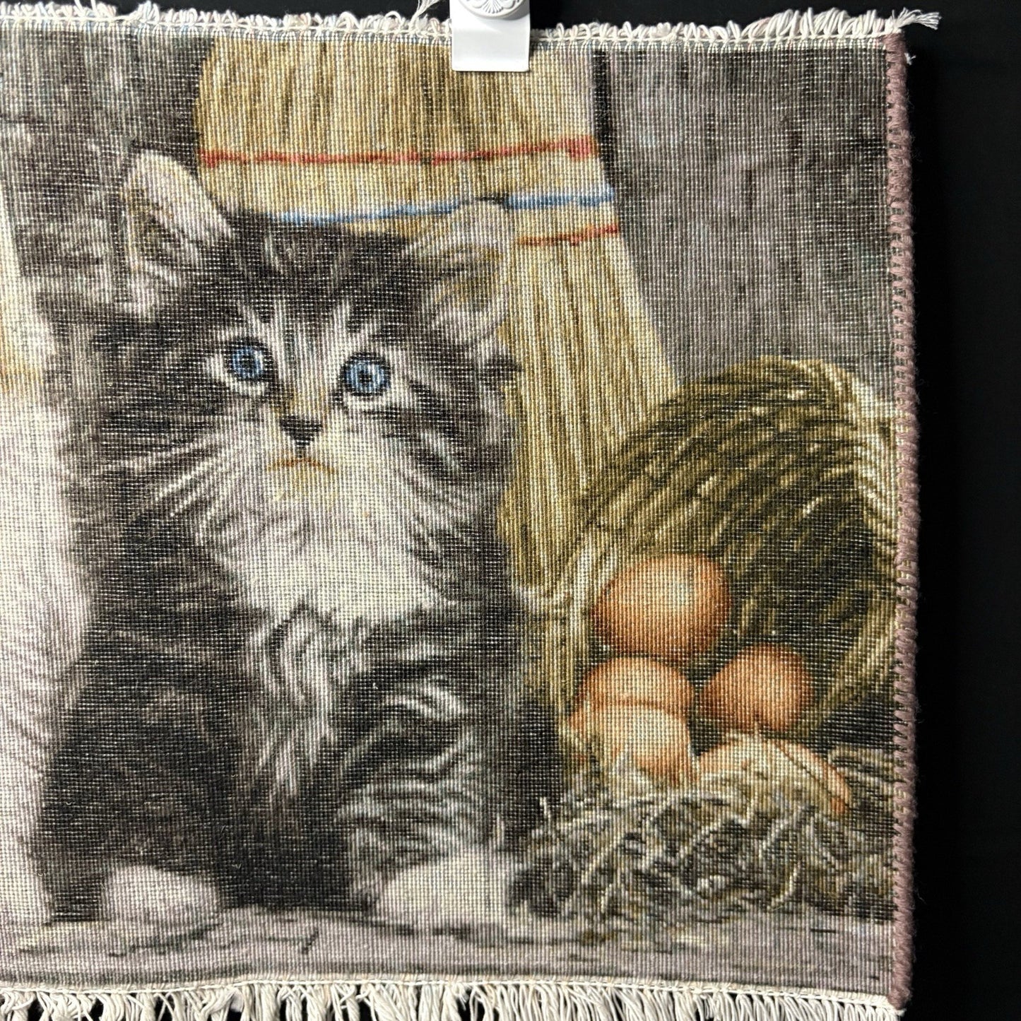 Persian Pictorial Rug 3D Kittens Tabrizz Hand Knotted 24”x16” w/Rug Hangers18