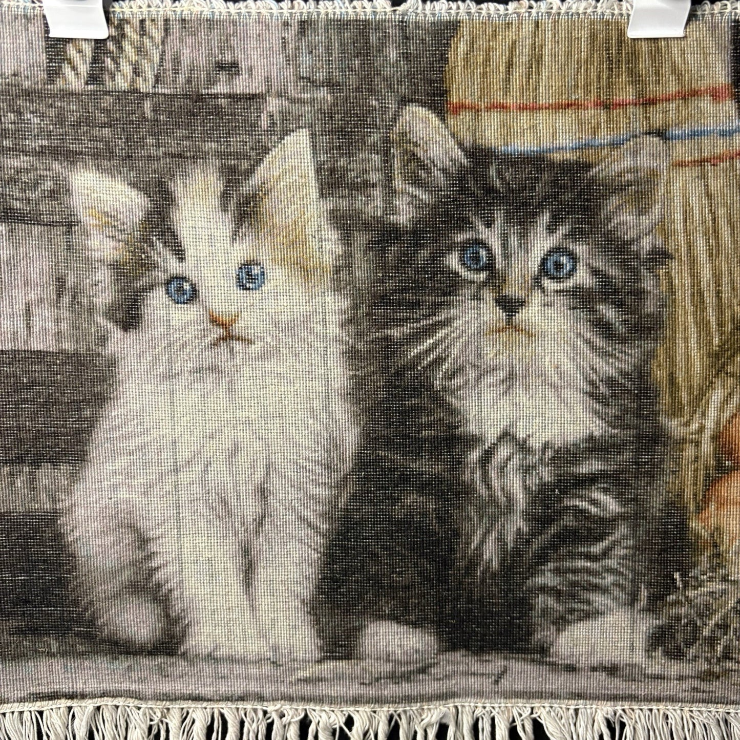 Persian Pictorial Rug 3D Kittens Tabrizz Hand Knotted 24”x16” w/Rug Hangers17