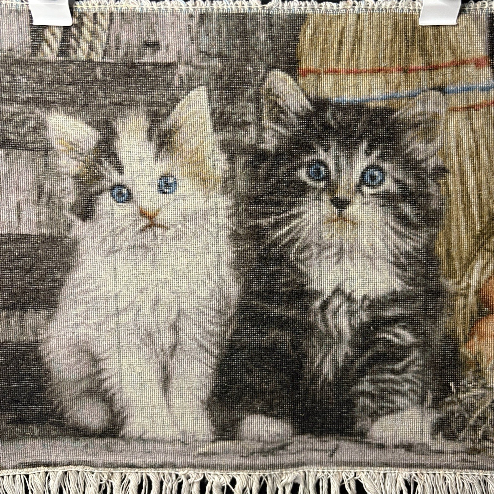 Persian Pictorial Rug 3D Kittens Tabrizz Hand Knotted 24”x16” w/Rug Hangers17