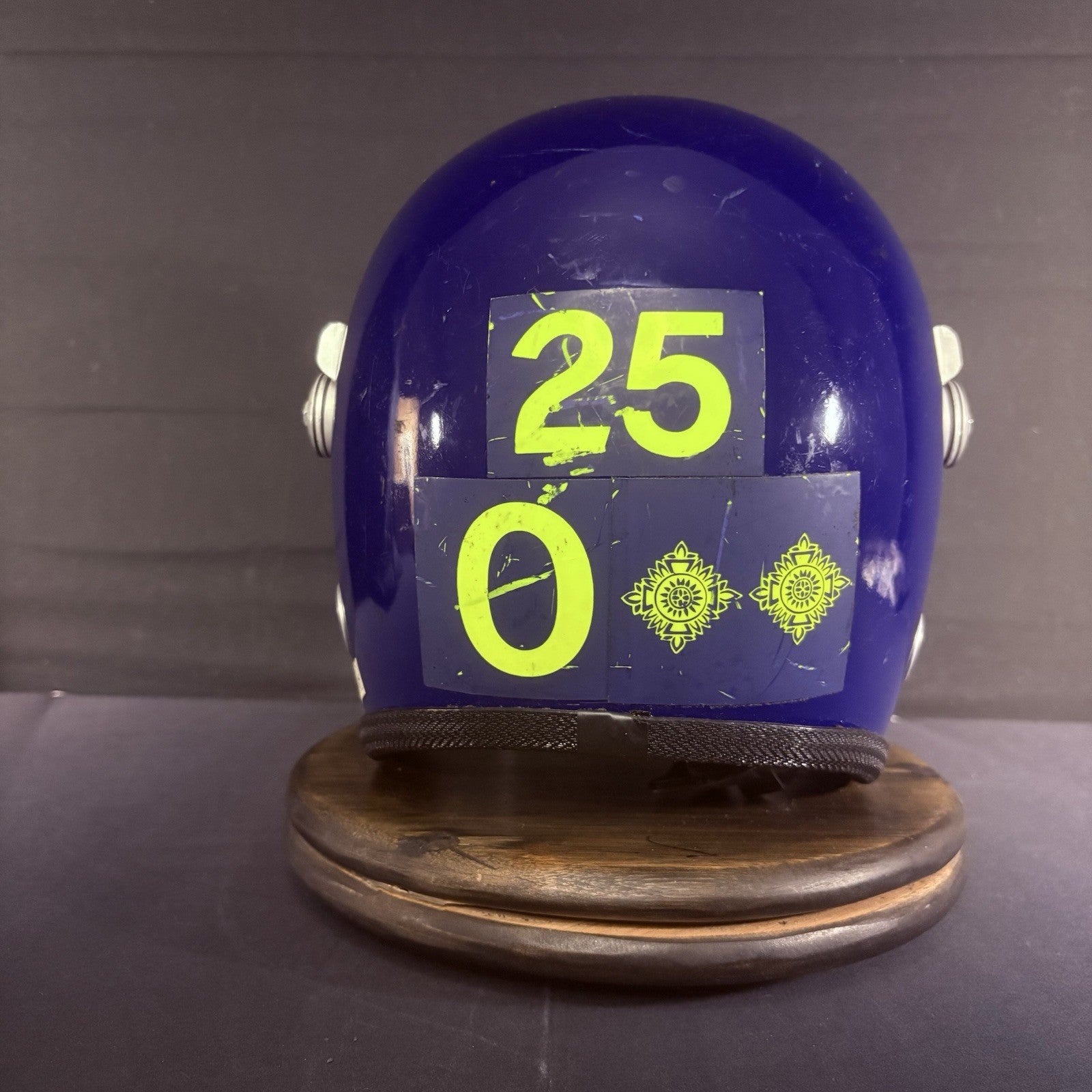 Vintage Police Riot Helmet Blue with Stickers & Face Shield One Size3