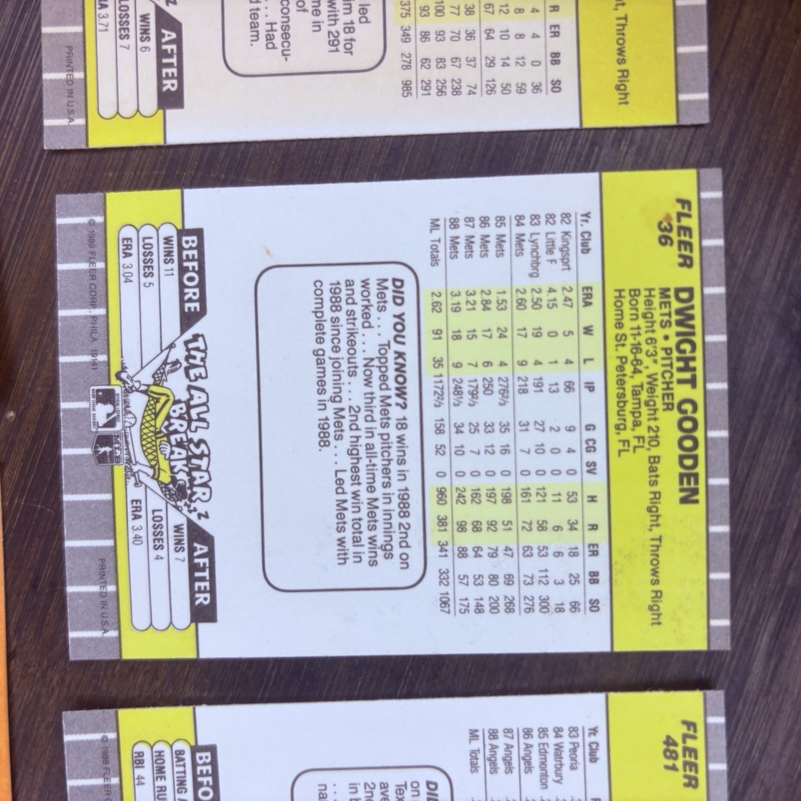 1989 Donruss #547 Fleer #85, #36, #481 High Grade Baseball Card Lot Of (5)  8