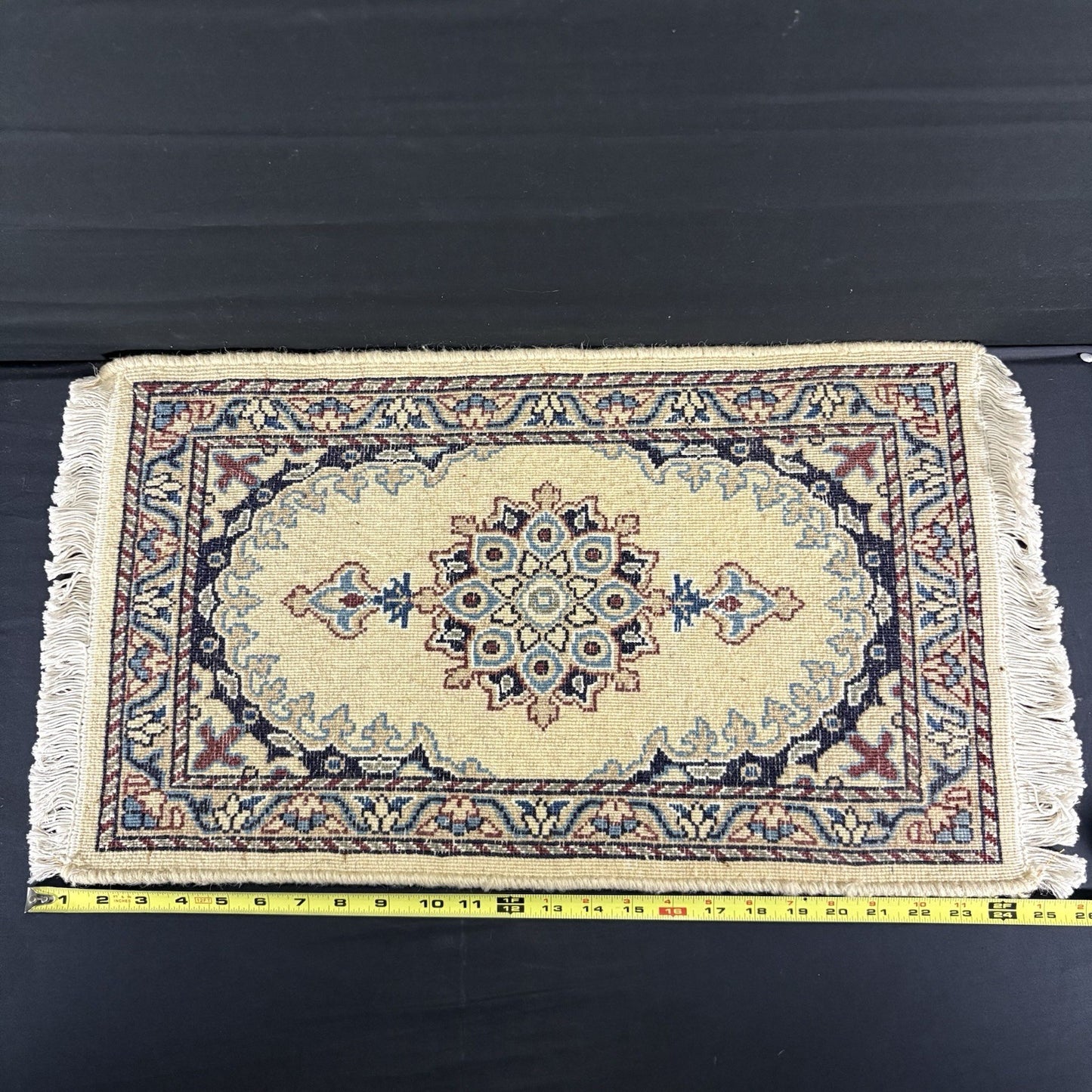 Persian Nain Rug Hand Knotted Blue Medallion 2'x1' or 24"x15" or 40cm X 60cm 4