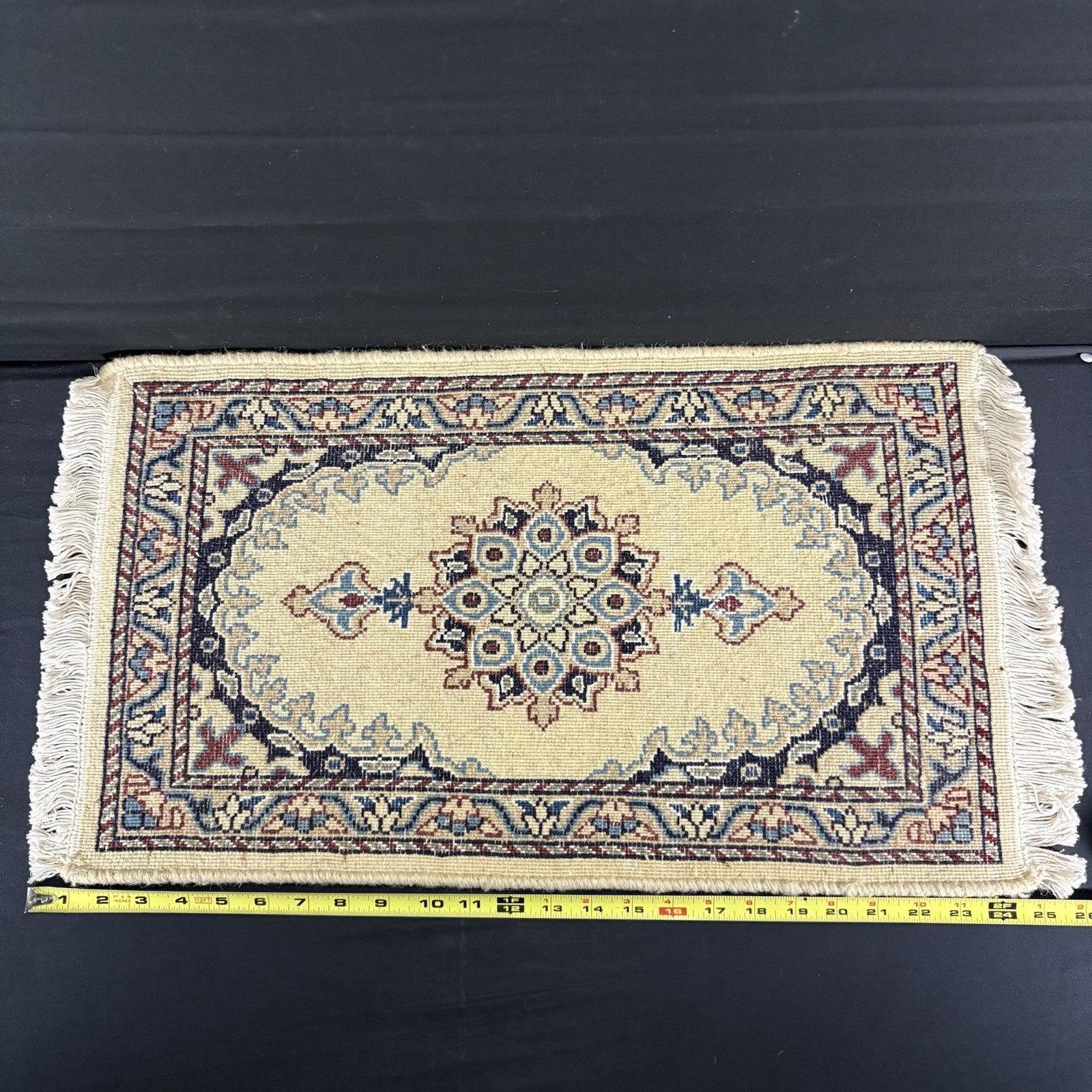 Persian Nain Rug Hand Knotted Blue Medallion 2'x1' or 24"x15" or 40cm X 60cm 4