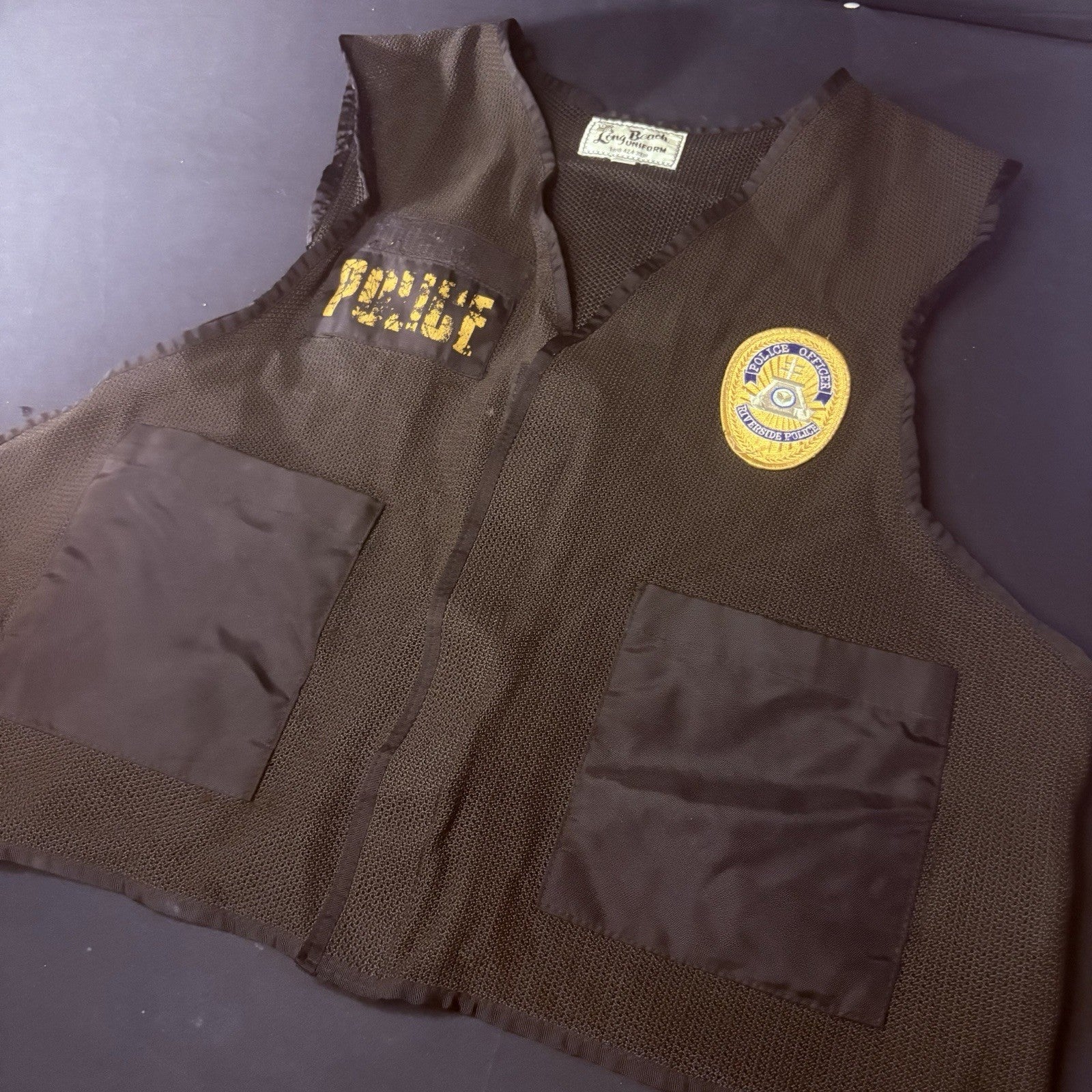 Police Black Safety Vest (Size Medium) Utility Vest w/ Badge & Pockets5