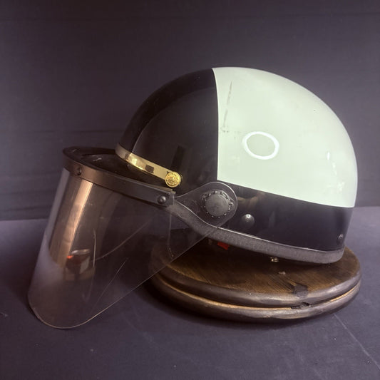 Vintag Police Riot Motorcycle Helmet One Size w/Z87 Face Shield (Scratched Side)0
