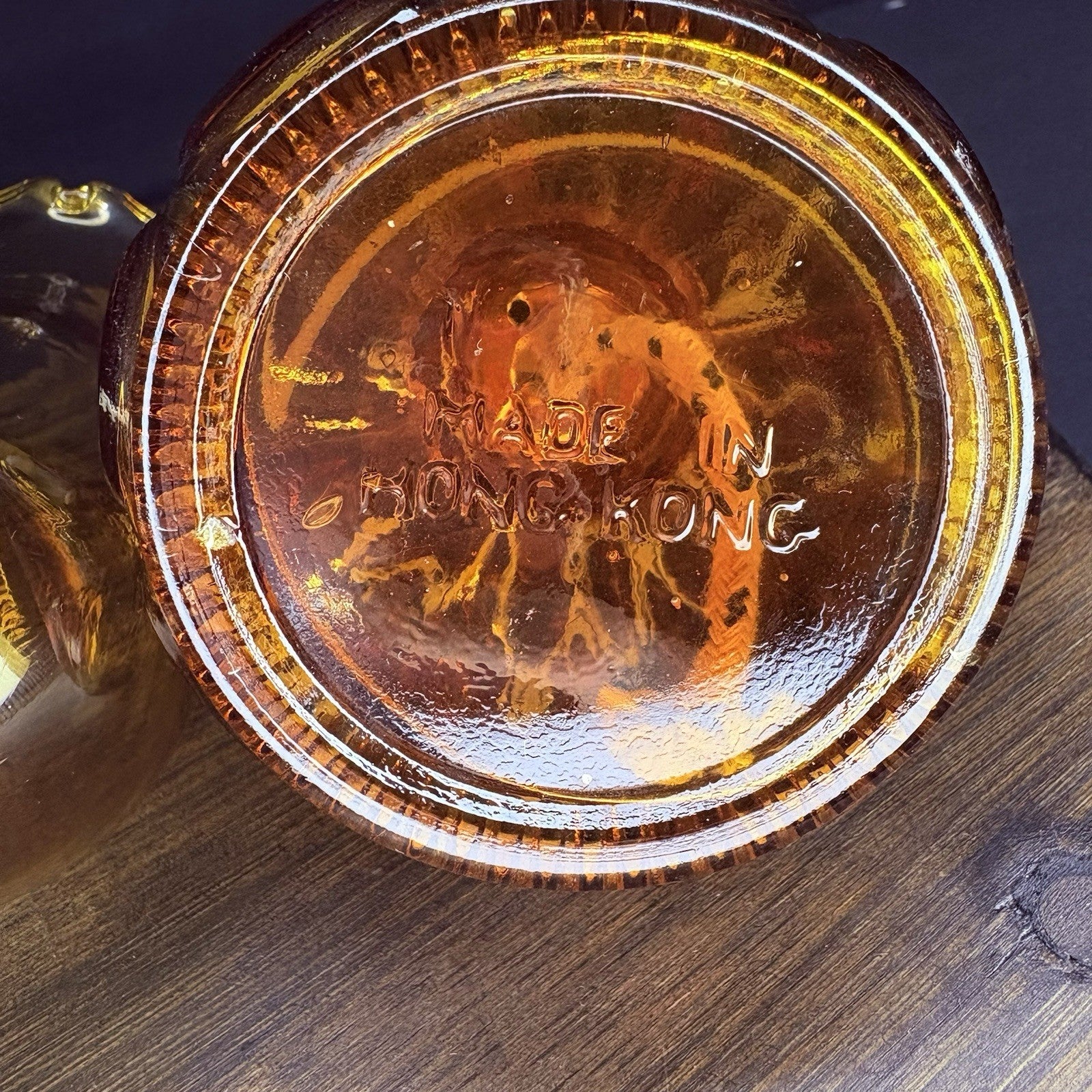 VTG Miniature Hurricane Oil Lamp Amber Base, Hong Kong 8" Clear Shade6