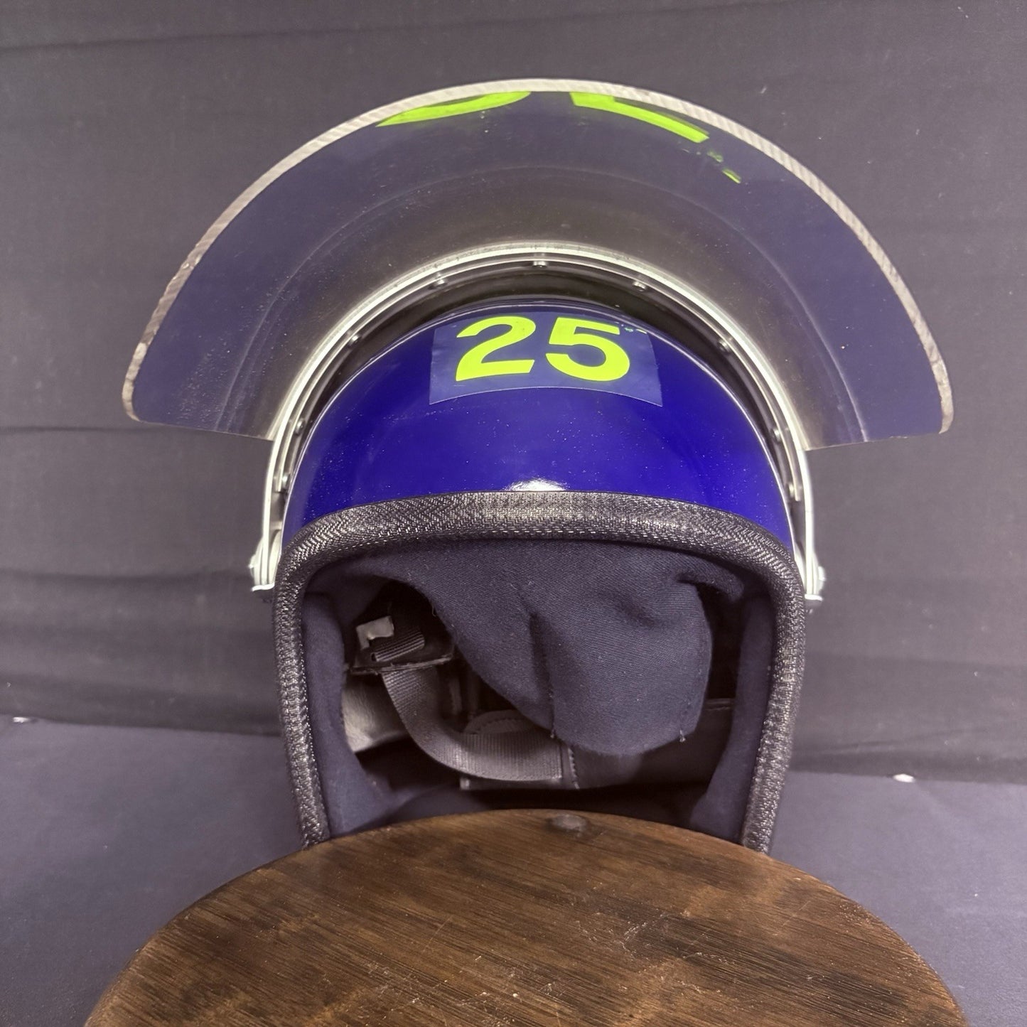 Vintage Police Riot Helmet Blue with Stickers & Face Shield One Size4