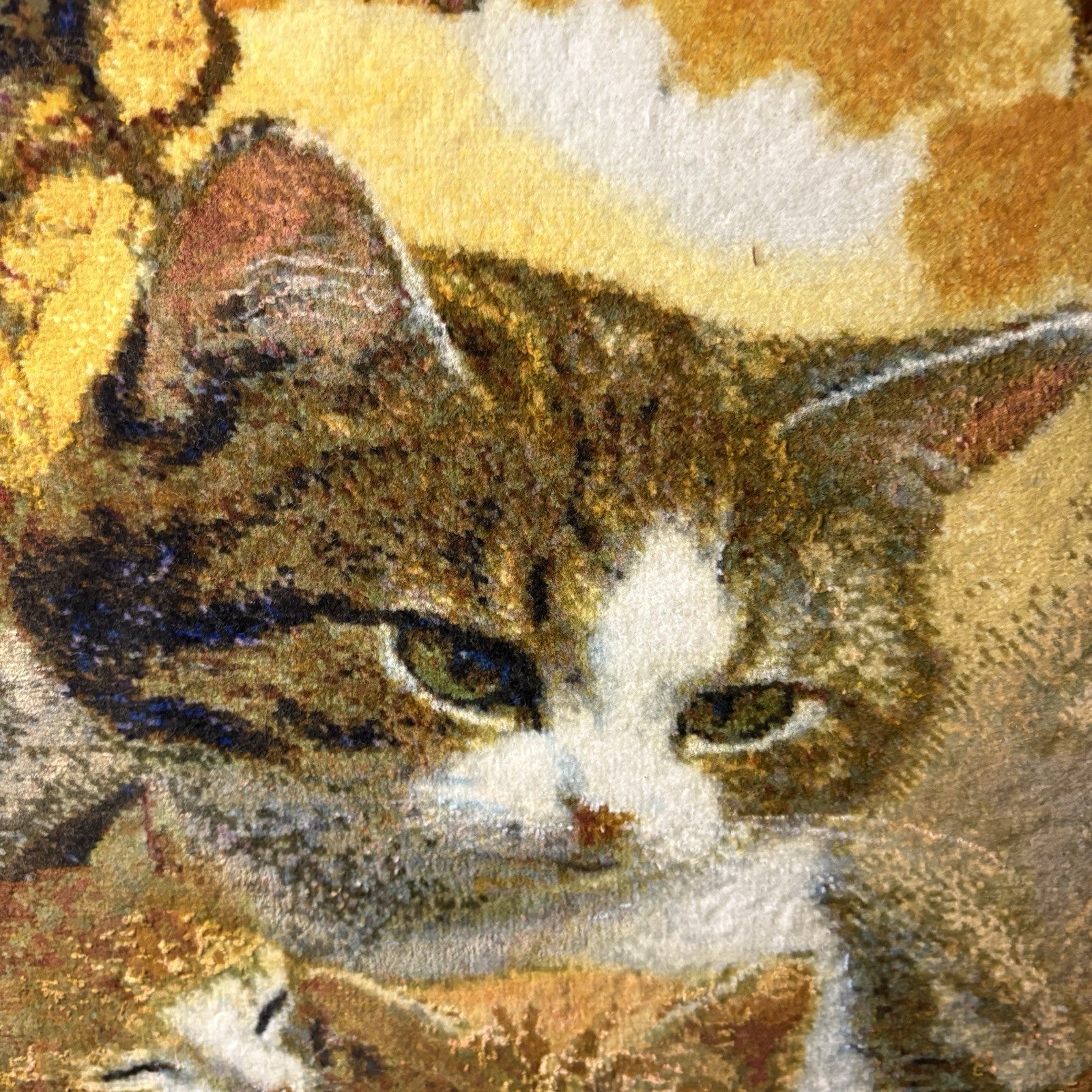 Pictorial Rug Kittens Hand Knotted w/Silk 289KPSI 25”x17” w/Rug Hangers11