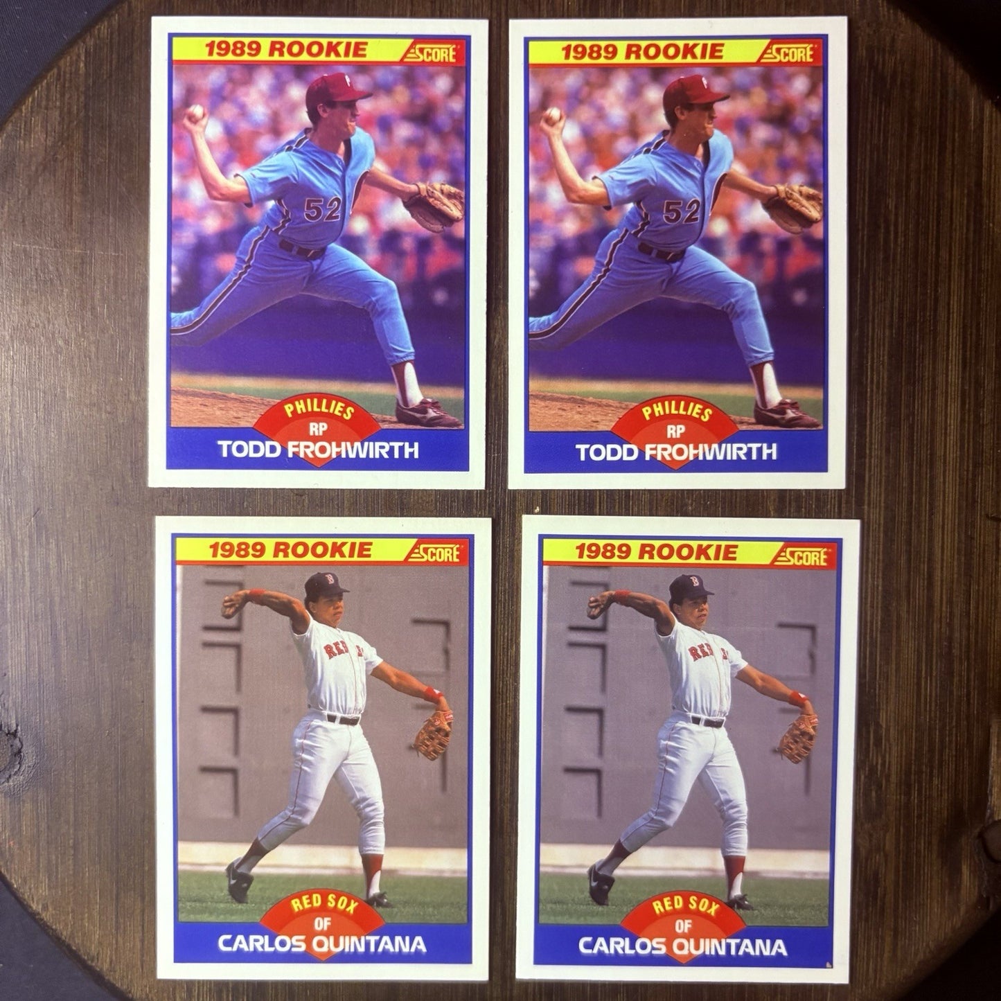 (2) 1989 Score Todd Frohwirth ROOKIE CARD #647 & (2) 1989 Carlos Quintana #6230