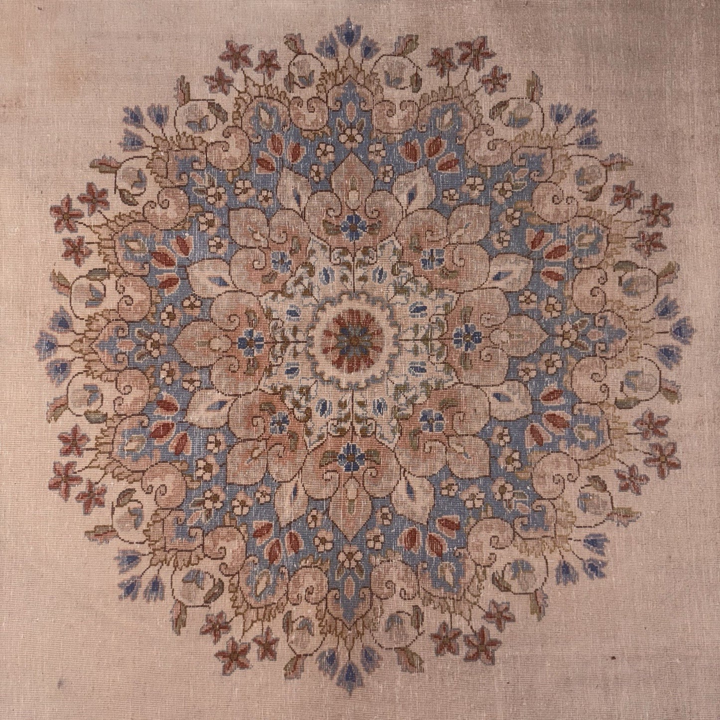 Antique Hand Knotted Rug 8'x10' Pastel Colors 289 KPSI Open Field Medallion19