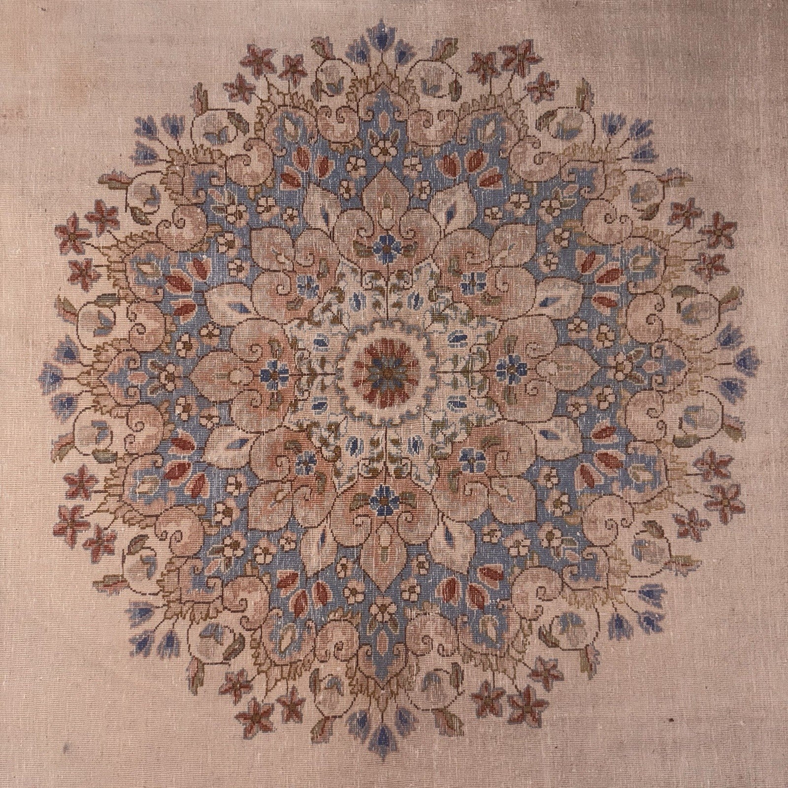 Antique Hand Knotted Rug 8'x10' Pastel Colors 289 KPSI Open Field Medallion19