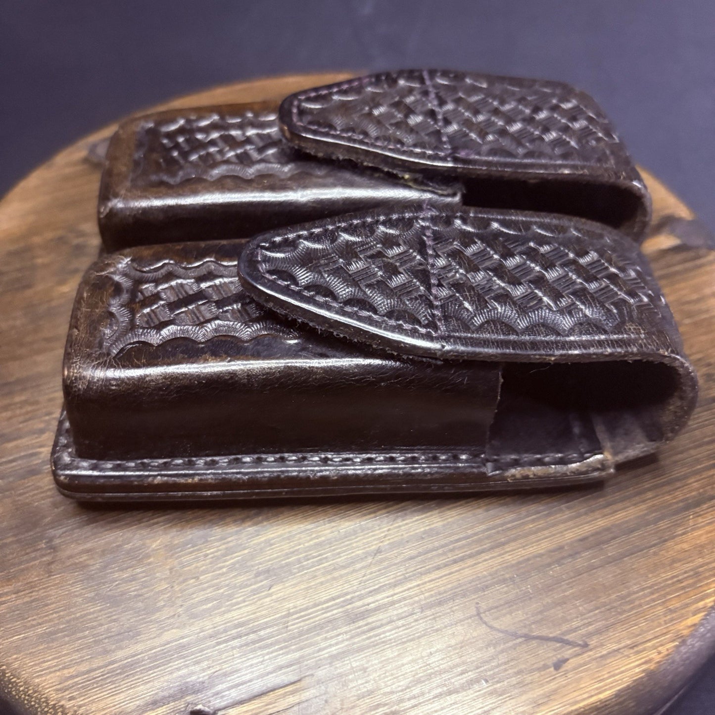 Gorgeous Tex Shoemaker GLOCK 21 Magazine Pouch Basketweave Leather (See Photos!)8