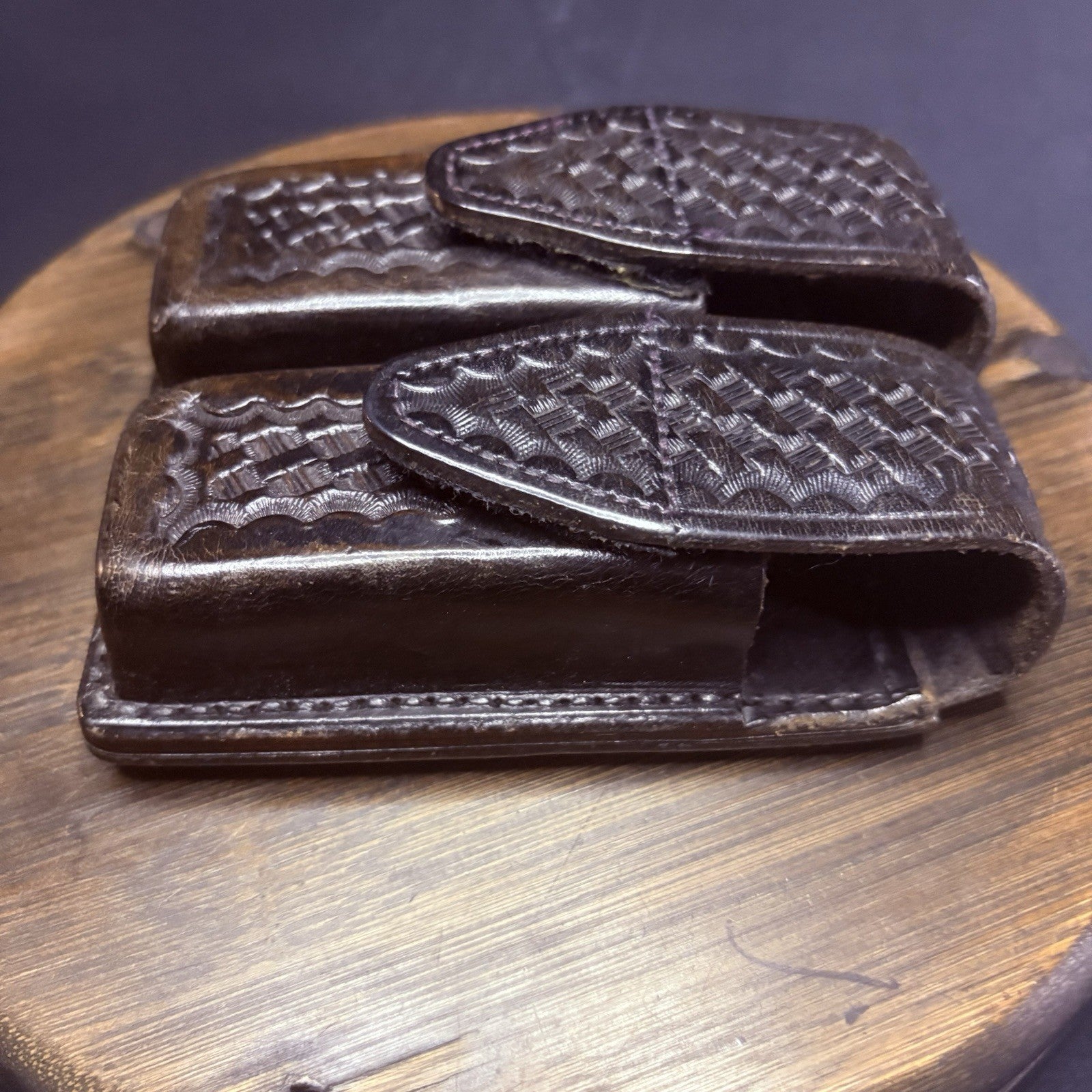 Gorgeous Tex Shoemaker GLOCK 21 Magazine Pouch Basketweave Leather (See Photos!)8