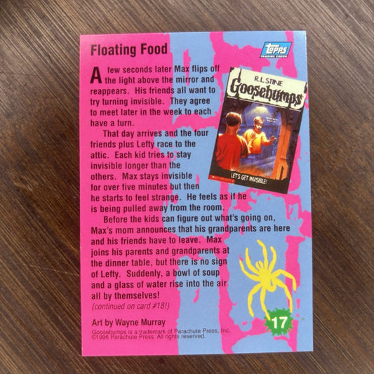 1996 Goosebumps Card Floating Food RL Stine #17 Topps1