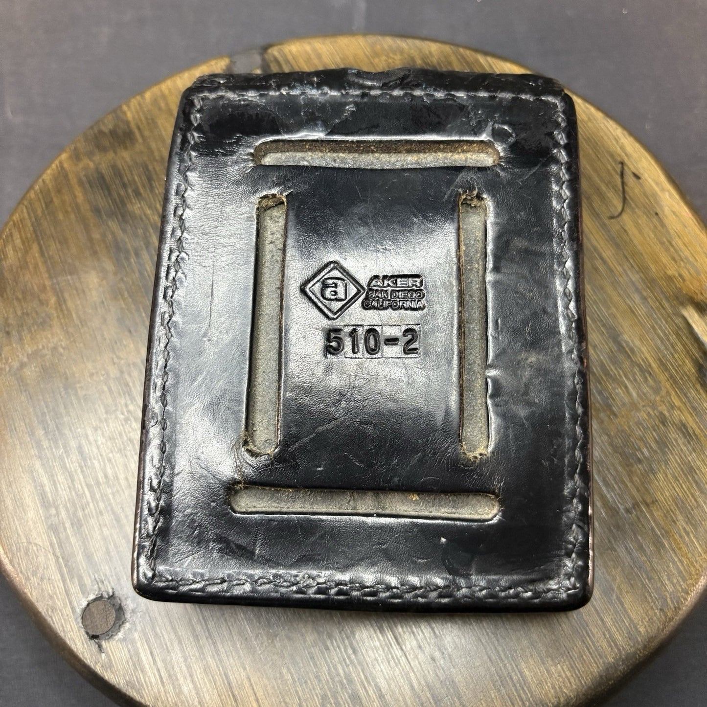 AKER 510 Black Basket Weave Leather Double Magazine Carrier Double Stack 9mm6