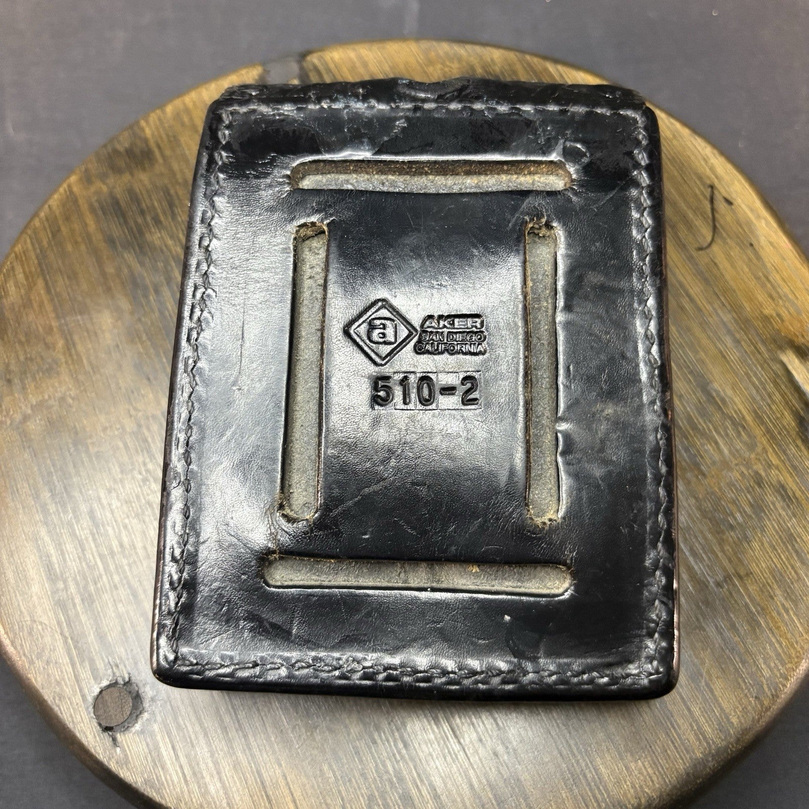 AKER 510 Black Basket Weave Leather Double Magazine Carrier Double Stack 9mm6