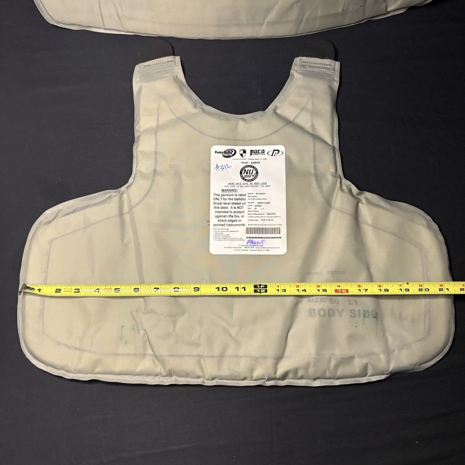 PB Armor 3A (IIIA) Plates AXIIIA Size (XL) X-Large & Long ~2019~ Bullet Proof5