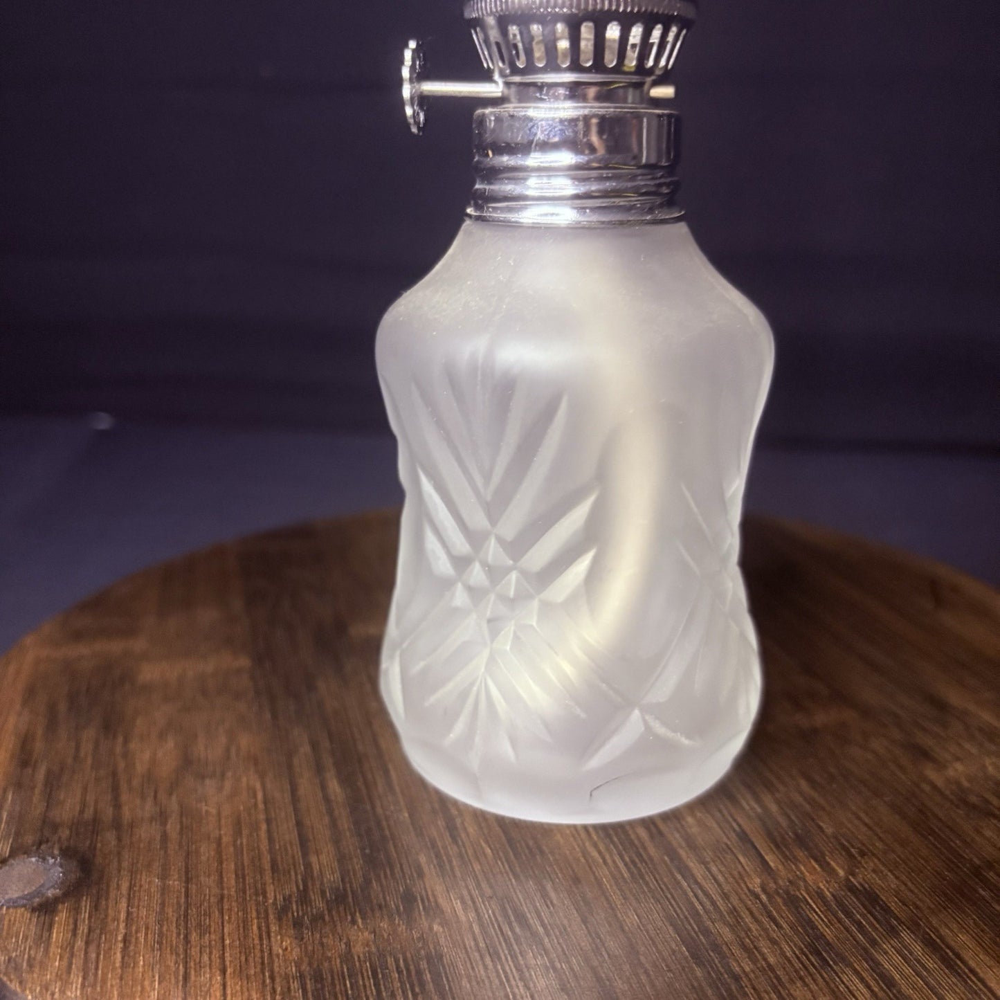 VTG Miniature Hurricane Oil Lamp LampLight Farms Frosted Glass Austria Made 9.5”1