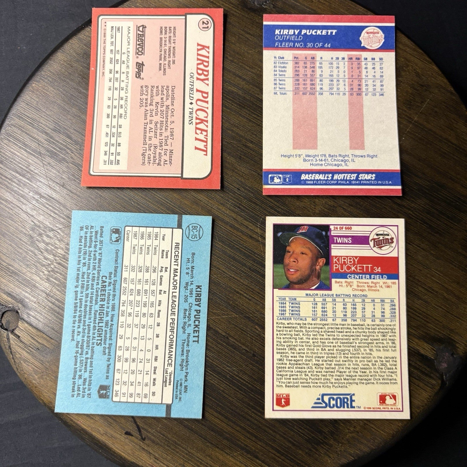 Kirby Puckett 8 Card Lot MLB Mint Condition 17