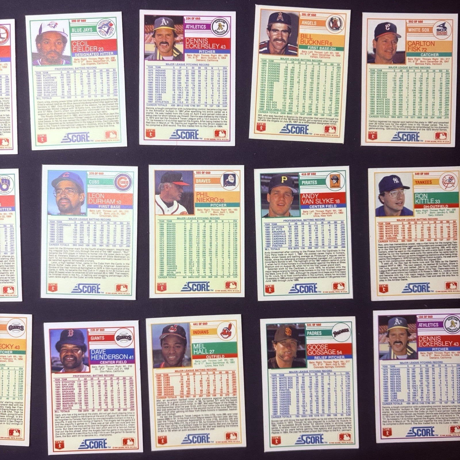 1988 Score High Grade Baseball Card Lot Of (21) NM Cards7