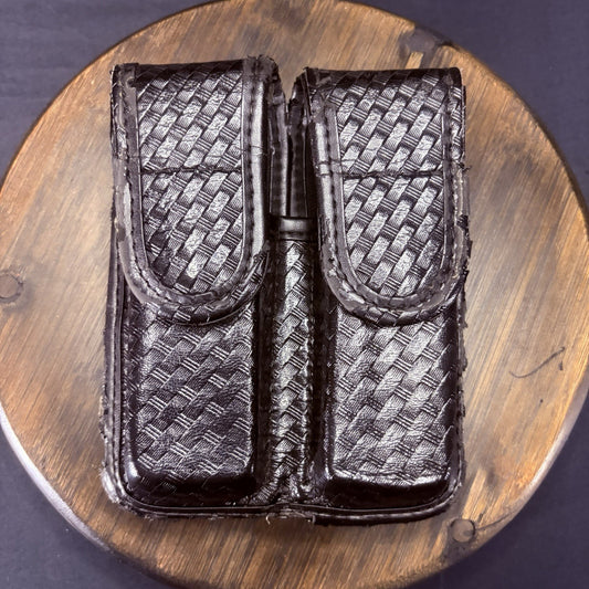 Bianchi 7902 Double Magazine Pouch 10mm/.45 Double Stack Mag Size 4 Basket Weave0