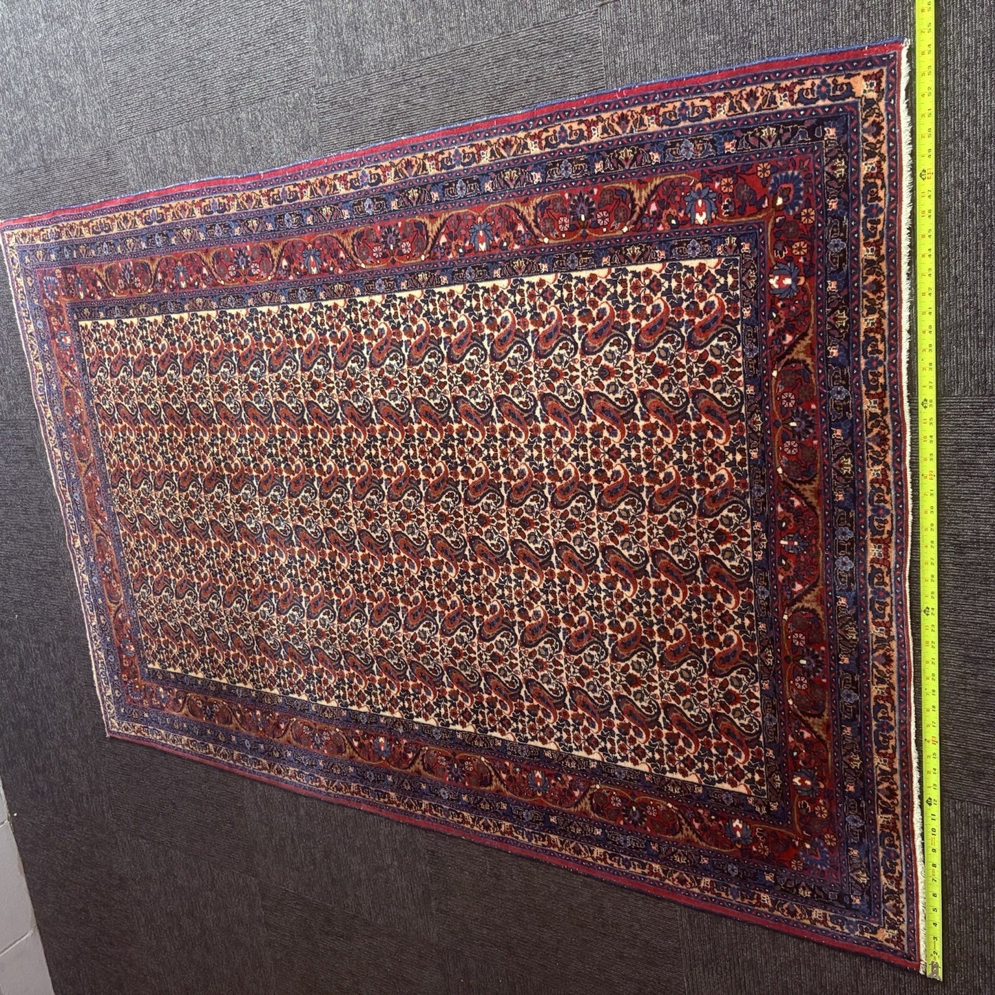 Antique 1910s Bidjar Hand Knotted Paisley Boteh Rug 5x7  342KPSI Natural Dye5