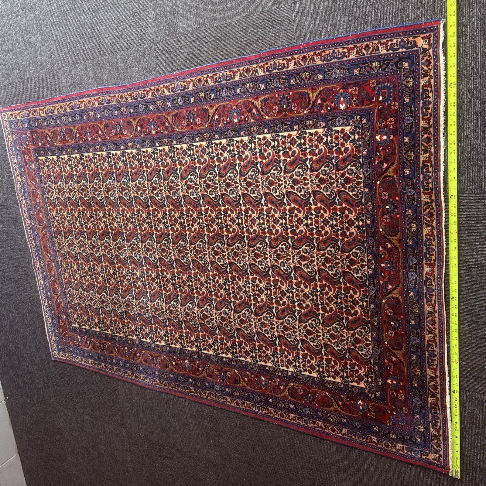 Antique 1910s Bidjar Hand Knotted Paisley Boteh Rug 5x7  342KPSI Natural Dye5