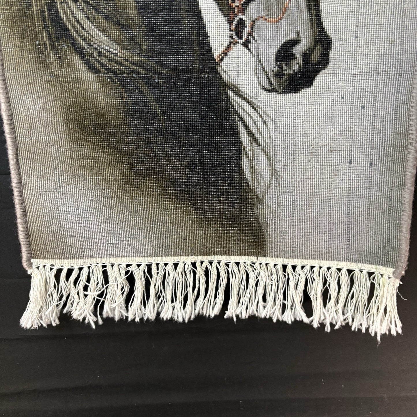 Pictorial Rug Hand Knotted Horse 22”x16” 55X40cm w/Rug Hangers16