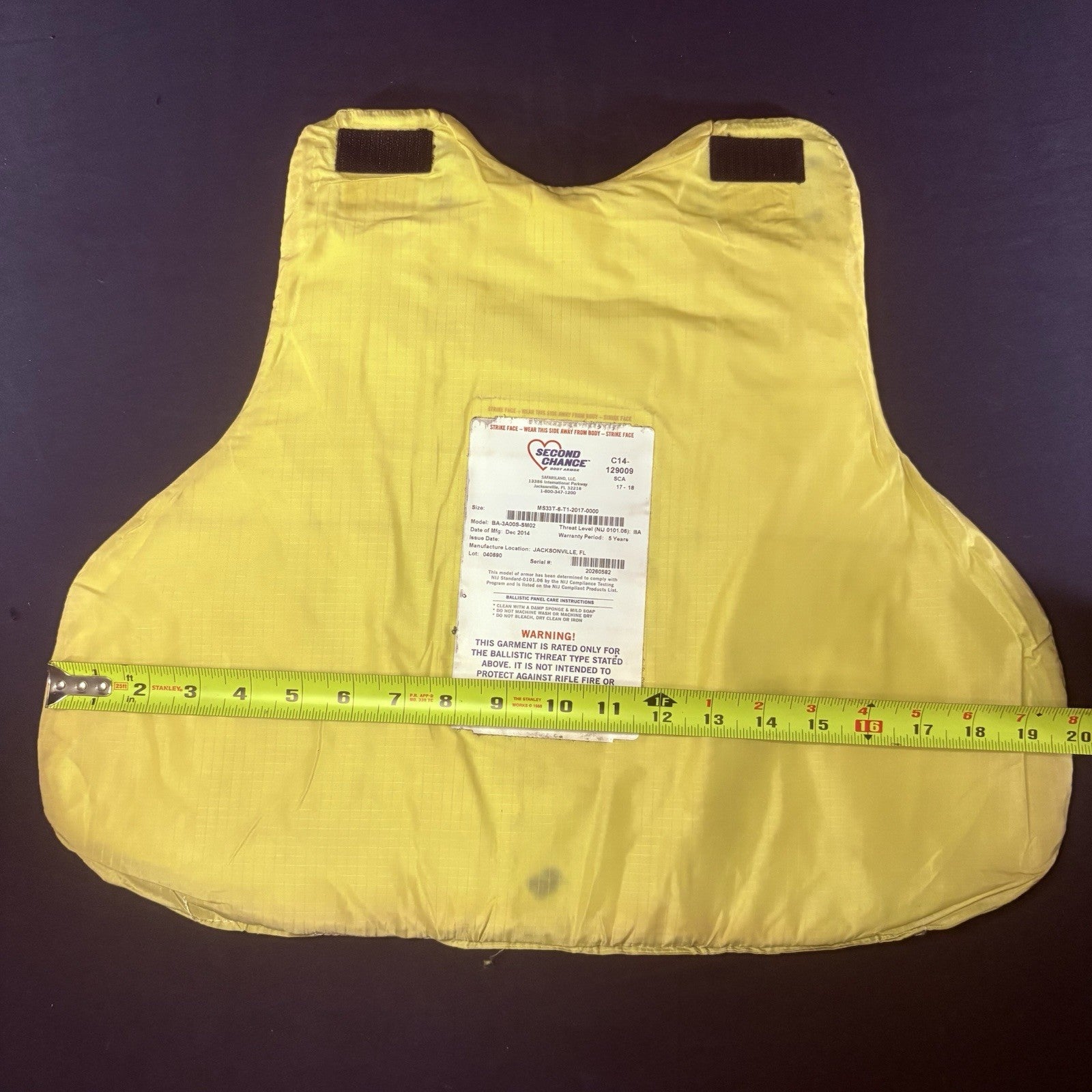 Second Chance 3A Bullet Proof Vest Size Large LONG Concealable w/Trauma Plate9