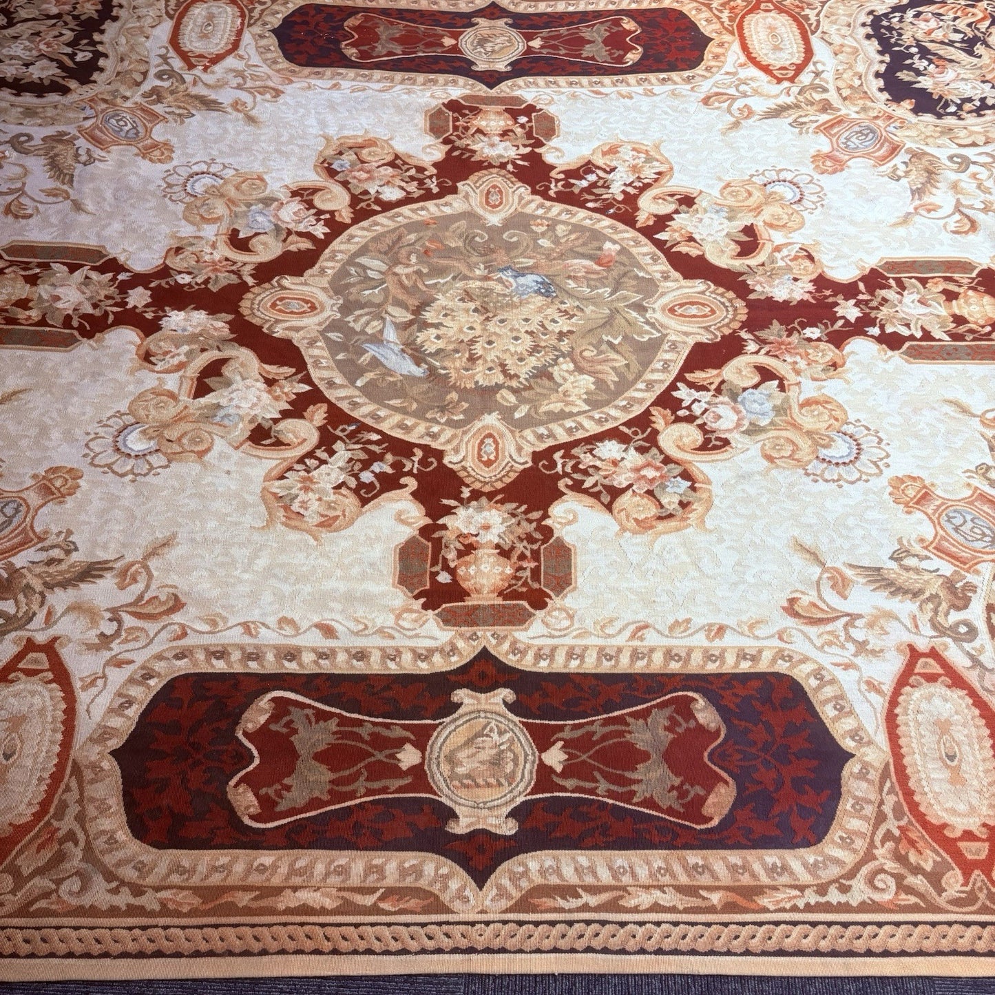 Antique French Tapestry 10x8, 19th Century, Hand Woven Aubusson Dragons6