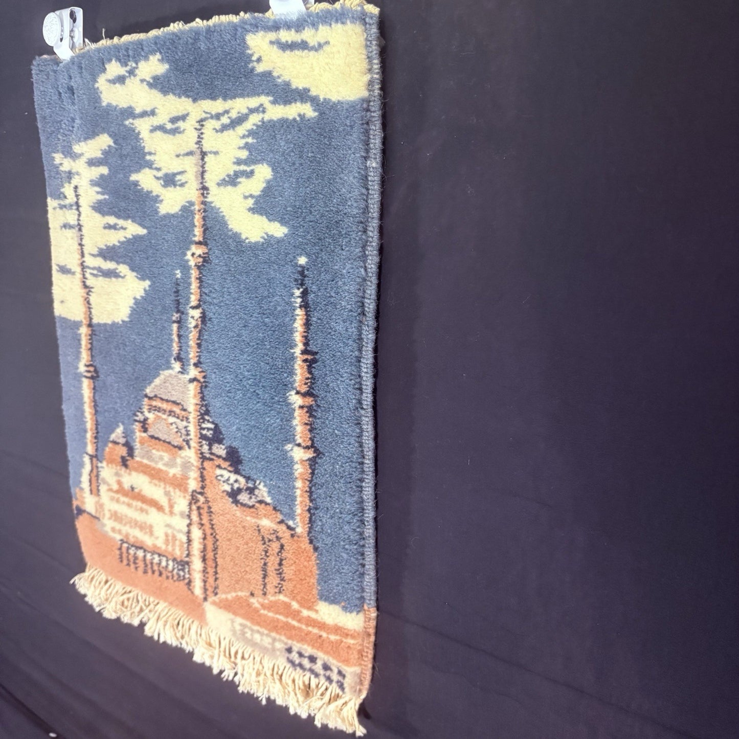 Hand Knotted Muslim Rug Turkish Pictorial Prayer Rug 2x1 Mosque Very Thick2