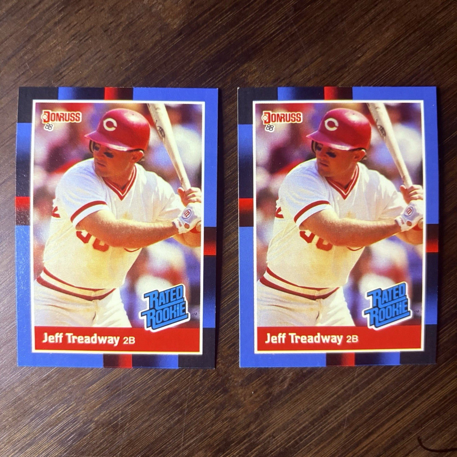 (2) 1988 Donruss #29 Jeff Treadway RC Cincinnati Reds High Grade Card Lot0