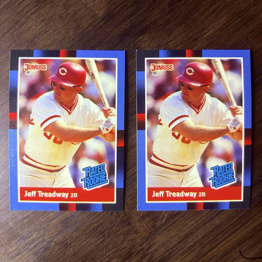 (2) 1988 Donruss #29 Jeff Treadway RC Cincinnati Reds High Grade Card Lot0