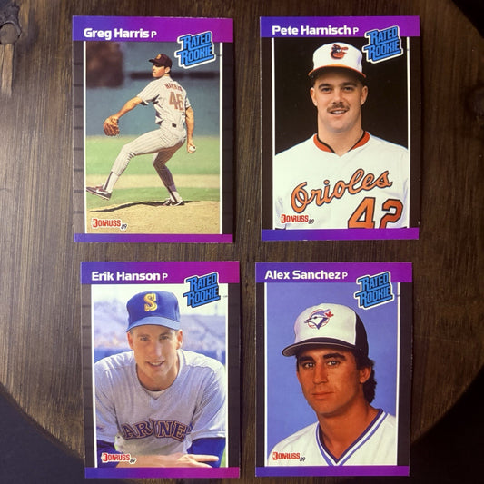 1989 Donruss Rated Rookies High Grade MLB Trading Card Lot Of (4)0