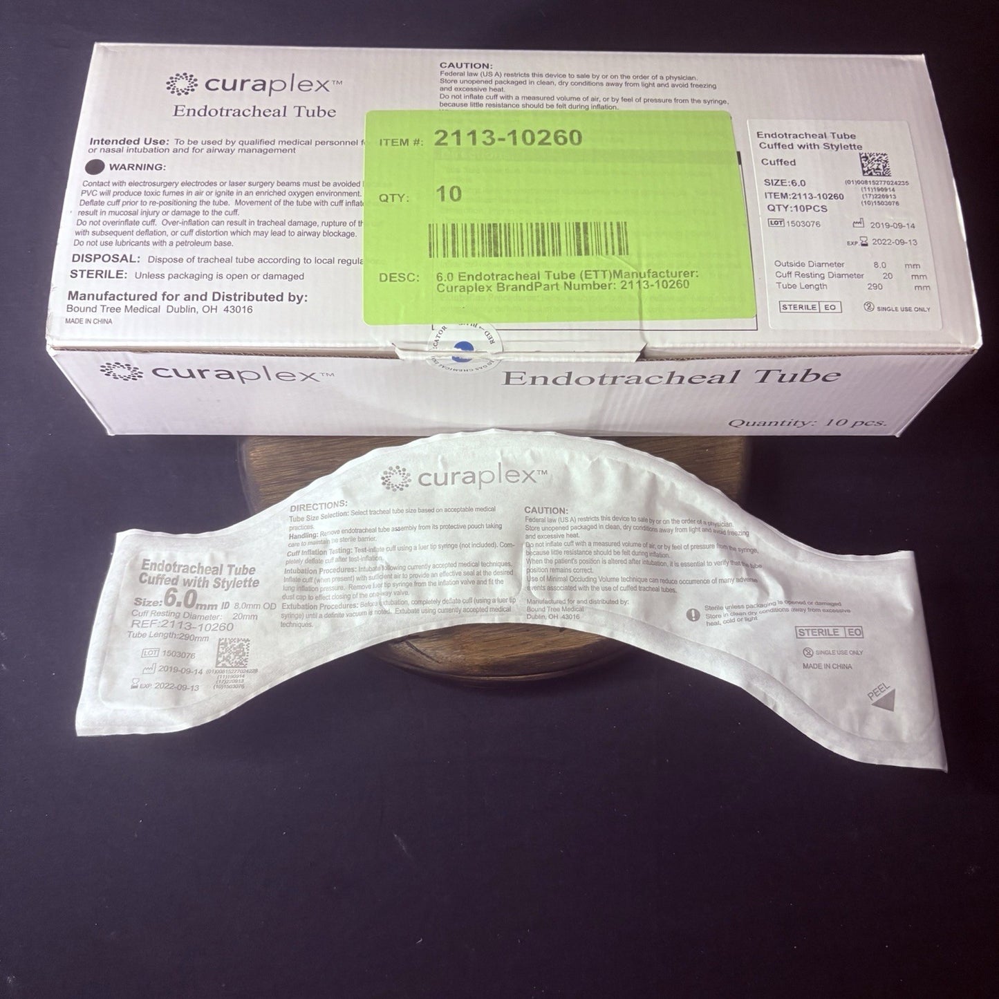 Box Of 10 Sterile Endotracheal Tube 6.0 mm w/Cuff Individually Packaged Sealed1