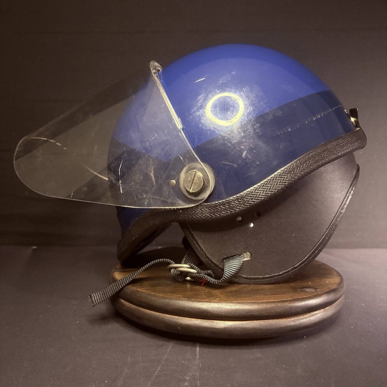 Vintage Police Riot Helmet Blue (Size Medium) w/ Removable Face Shield2