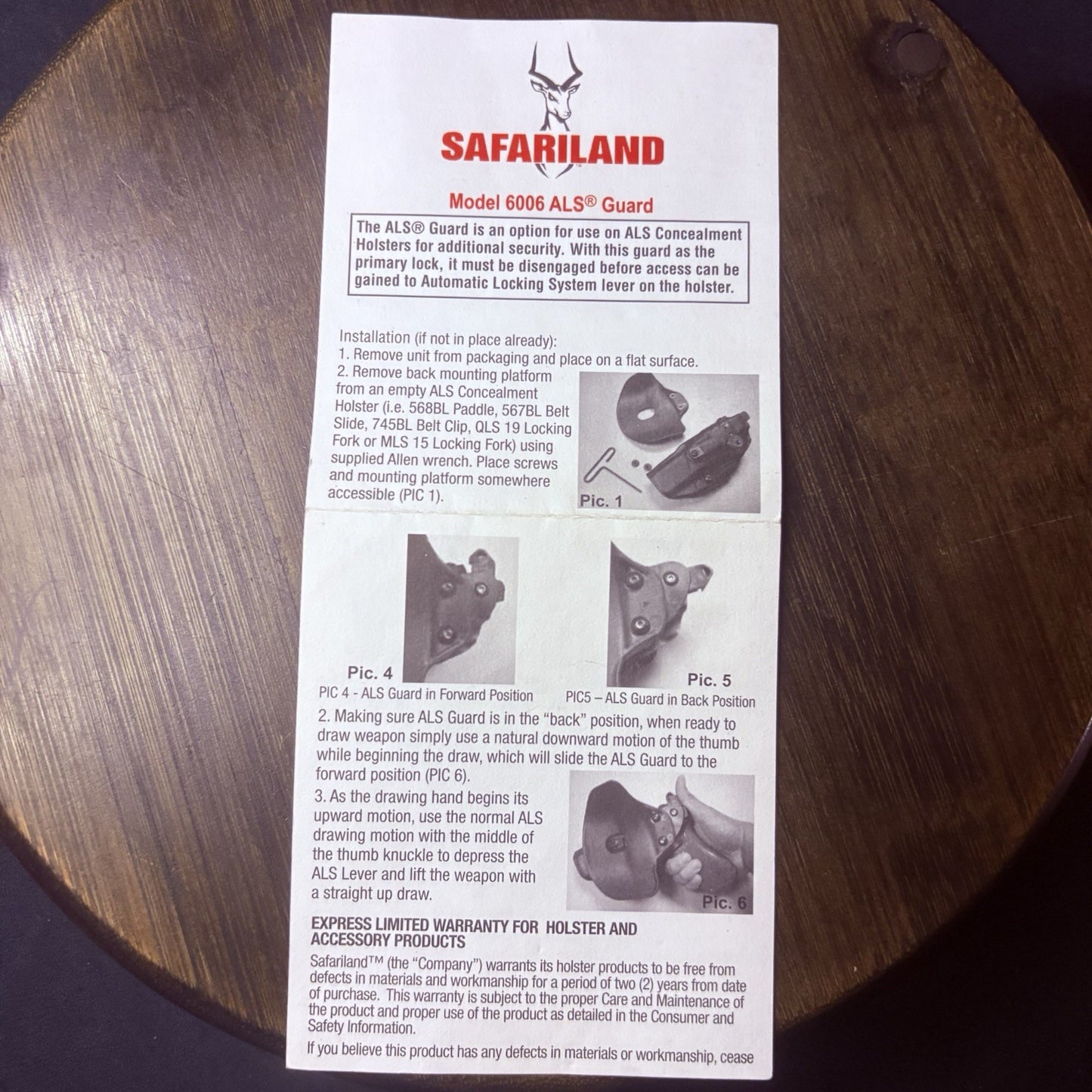 Safariland ALS Guard Left Hand 6006-1-22 For Model 6377 632