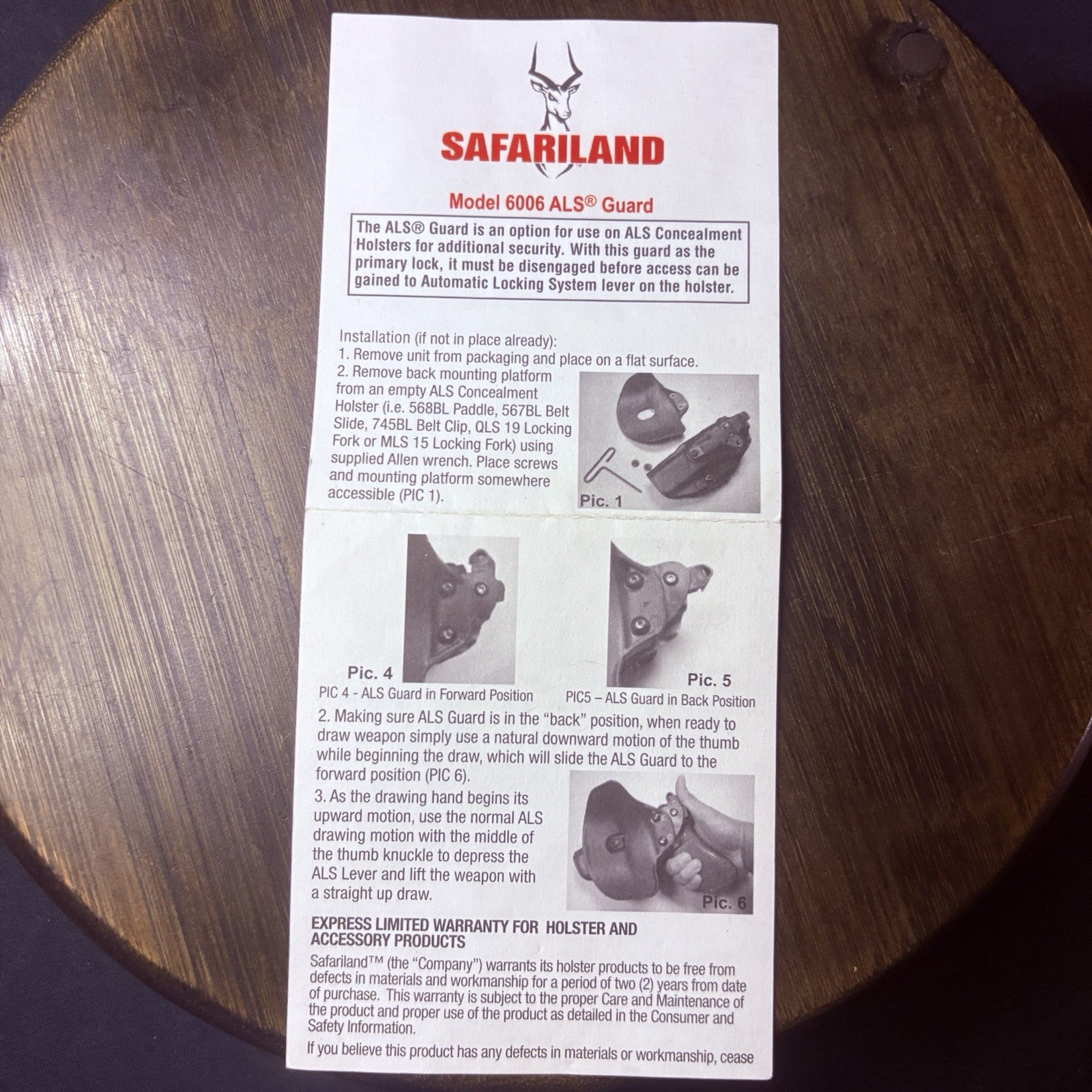 Safariland ALS Guard Left Hand 6006-1-22 For Model 6377 632