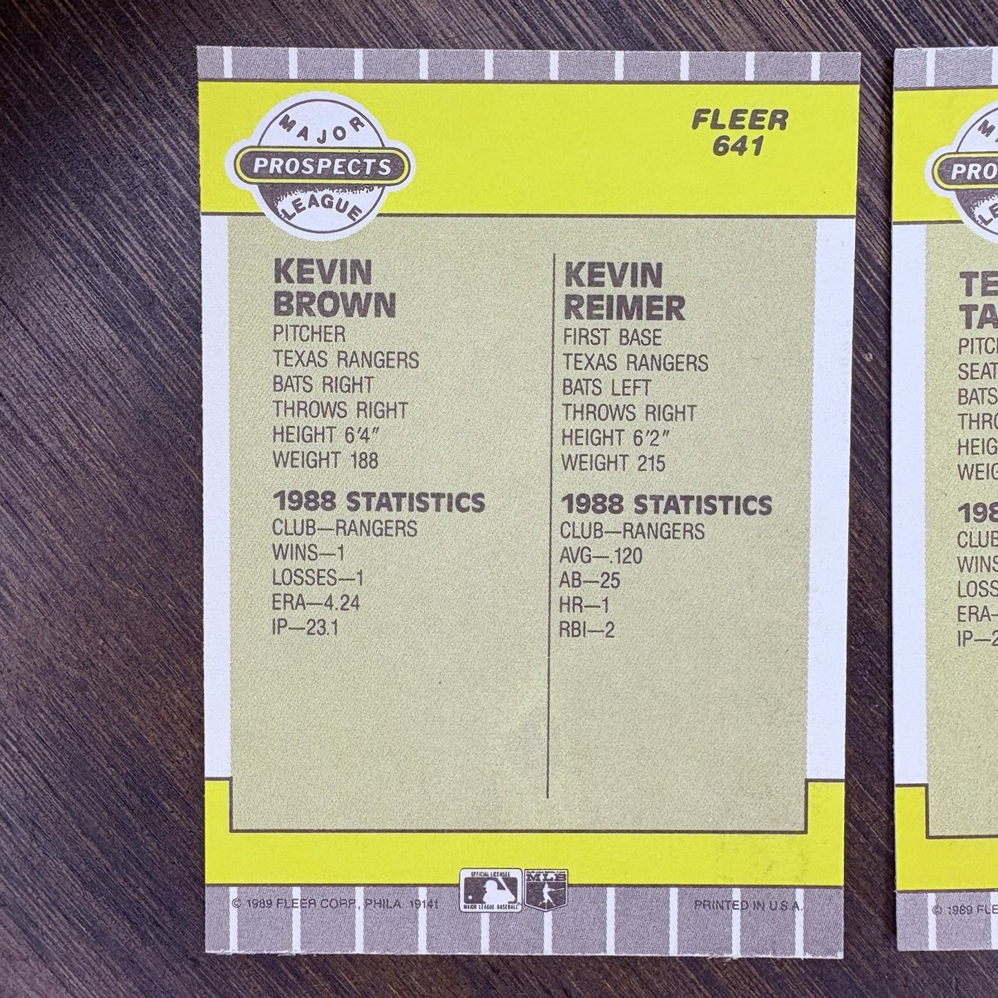 1989 Fleer Prospects #641 & #651 (2) High Grade MLB Trading Cards10