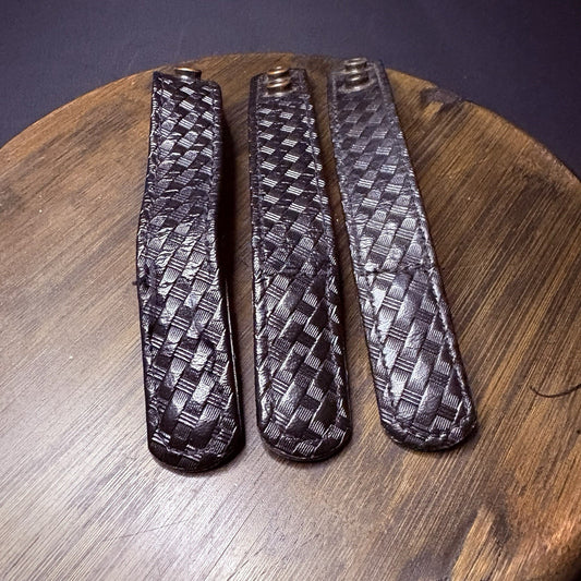 Bianchi Duty Belt Keepers Basket Weave Leather 7.5” Hidden Double Snaps (3 Lot)0