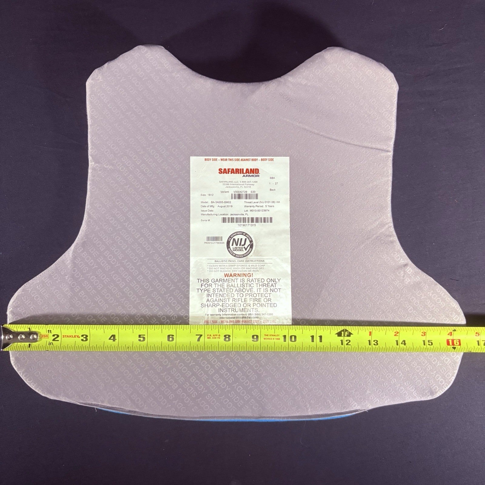 Safariland Bullet Proof Vest Summit IIIA 3A Size Small Cutting Edge Armor12