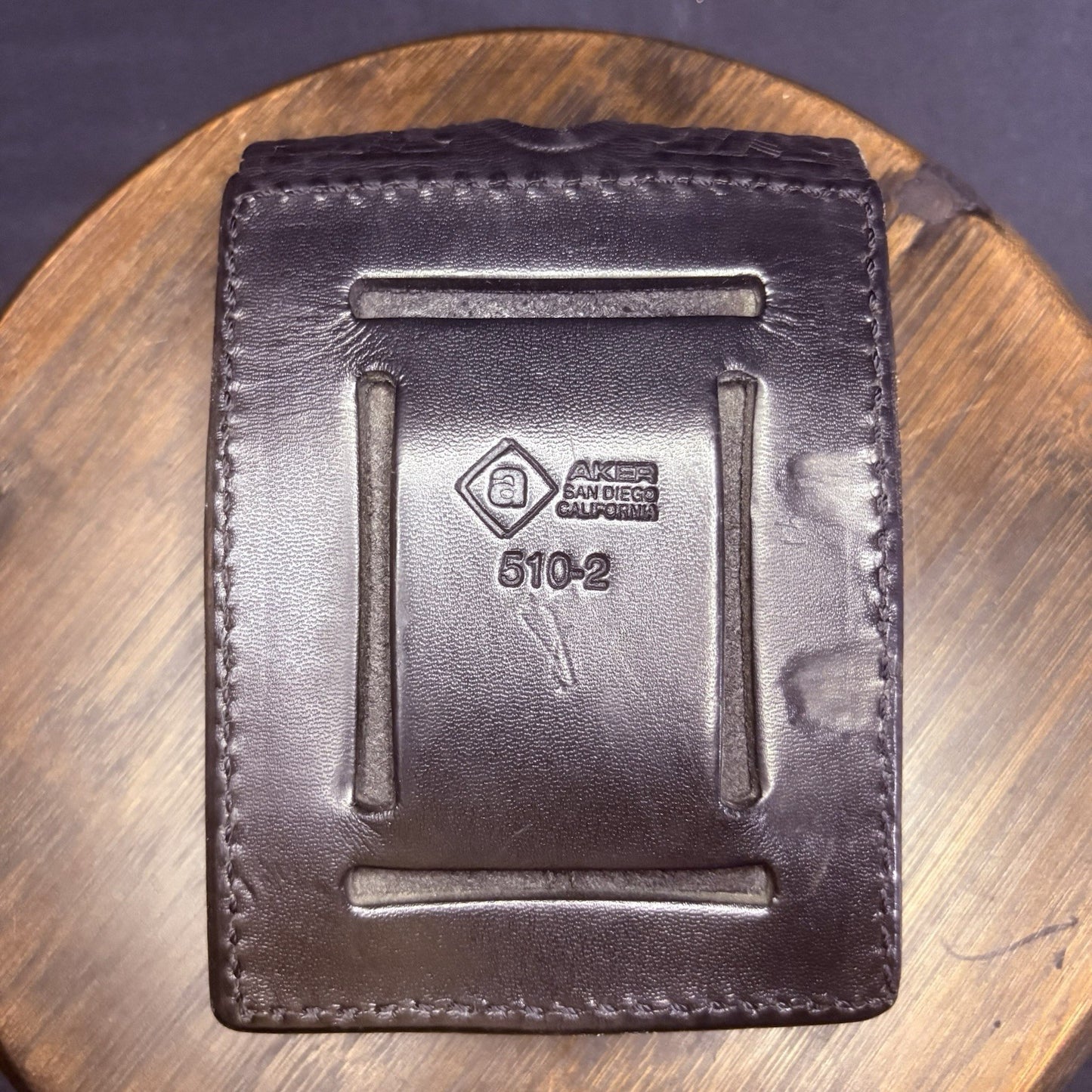 AKER 510-2 Double Magazine Carrier Pouch Double Stack 9mm Basket Weave Leather2