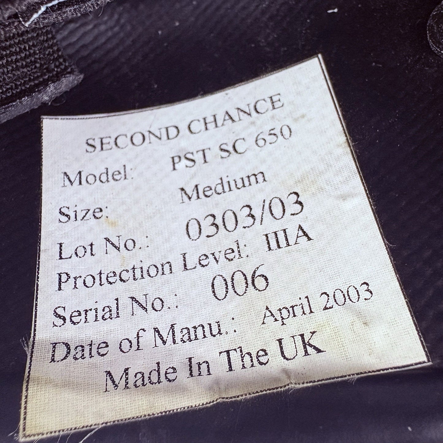 Second Chance IIIA (3A) Ballistic Helmet Size Medium MADE IN UK, Bullet Proof5