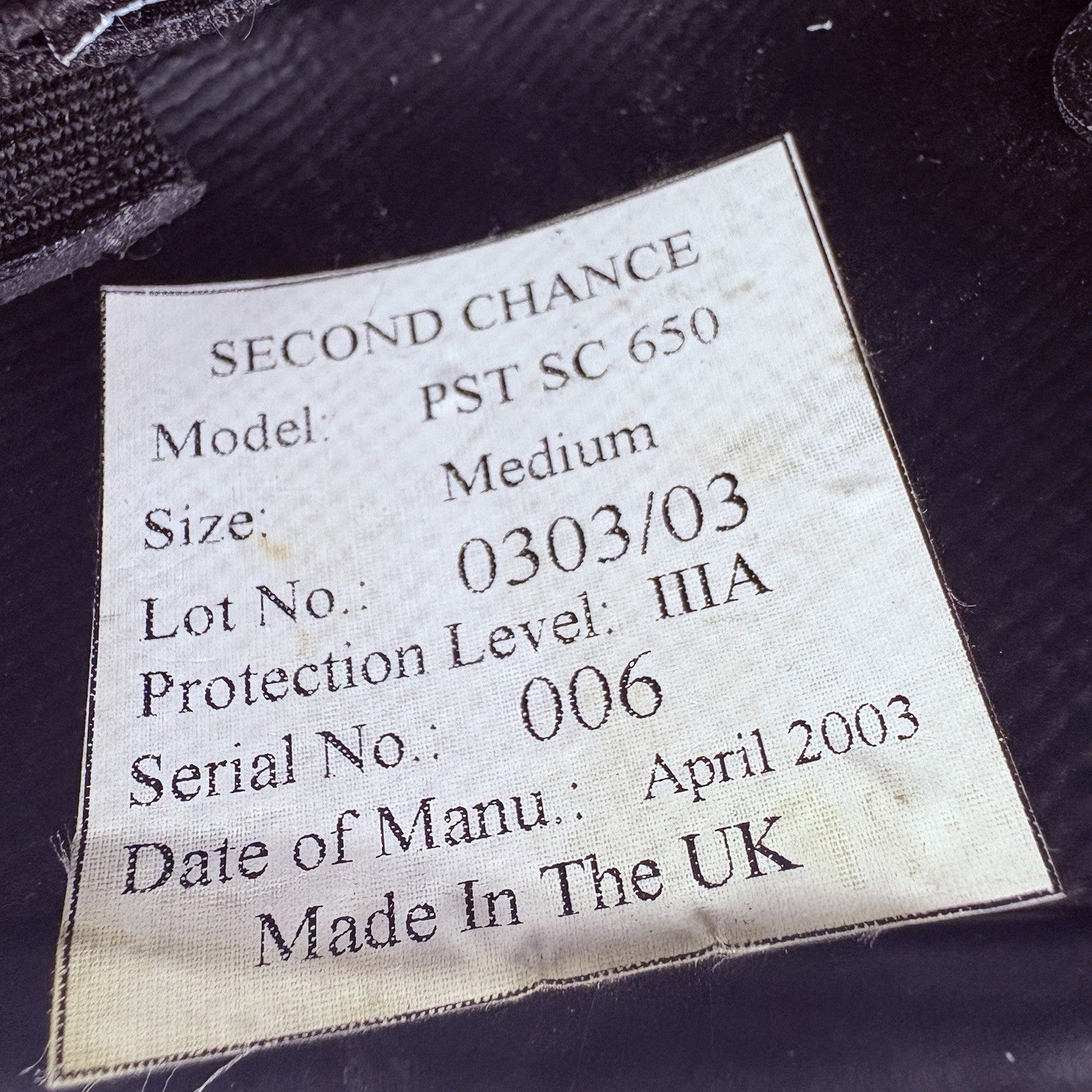 Second Chance IIIA (3A) Ballistic Helmet Size Medium MADE IN UK, Bullet Proof5