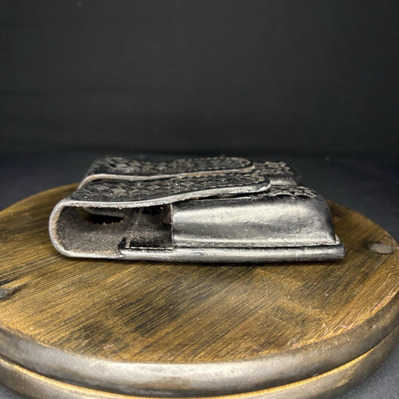 Vintage Bianchi #20WVH Black Basketweave Leather 9mm Auto Double Magazine Pouch4