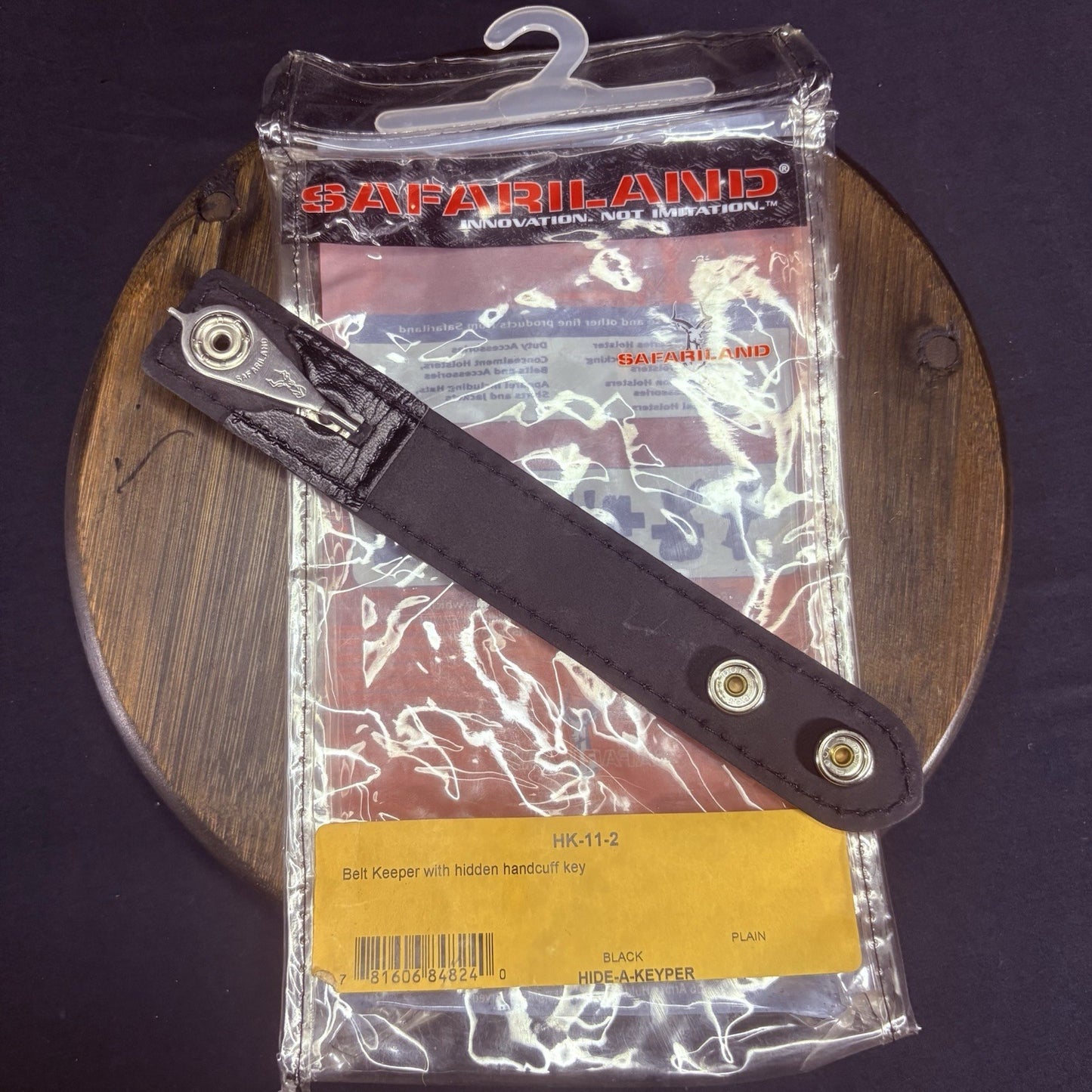 Belt Keeper w/ Hidden Handcuff Key HK-11 Hide-a-Keyper Black Leather Chrome Snap0