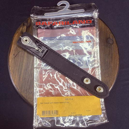 Belt Keeper w/ Hidden Handcuff Key HK-11 Hide-a-Keyper Black Leather Chrome Snap0